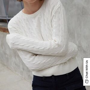 John Galt Cable Knit Cropped Sweater Ivory One Size